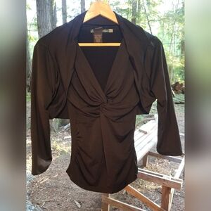 Blouse Set Kismet Shirt Plunging Halter Small & Majora Bolero Jacket Large Black